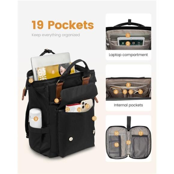 Laptop Backpack for Women Work Travel Backpack Purse, Commuter - Picture 10 of 16